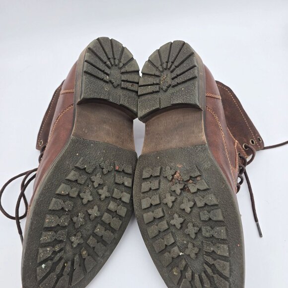 Mens Brown Lace-Up Ankle Boots Size 10.5 Leather Casual Durable Shoes - Picture 8 of 9